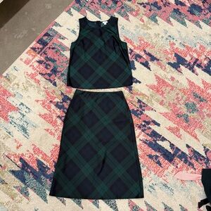 J. Crew | Plaid Green Tartan Plaid Skirt/Blouse set